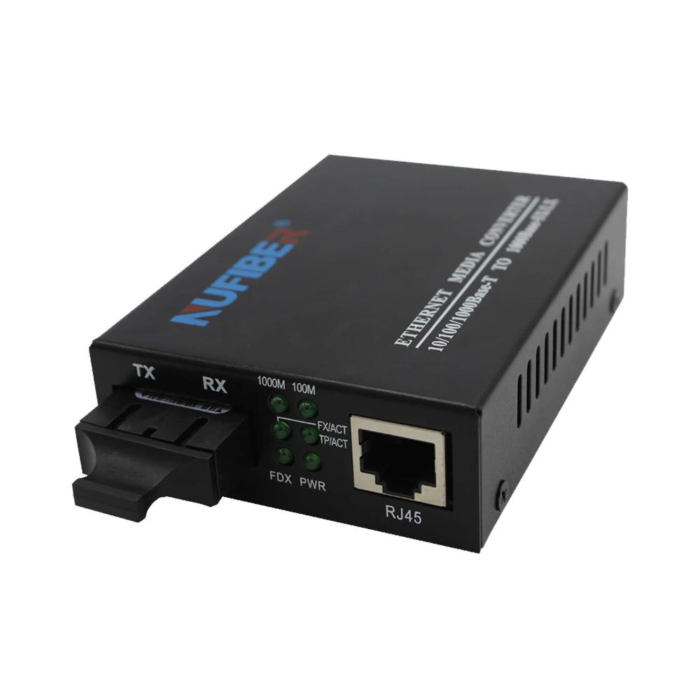 Single fiber SM Tx1550nm/Rx1310nm 20KM SC OEM 1*10/100/1000Base-Tx to 1*1000Base-FX Media Converter  Fiber Optic Equipment