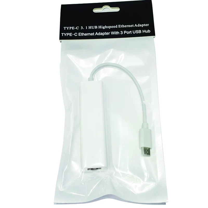 Hot sell USB 3.1 Type C To 100M RJ45 Ethernet LAN Adapter with 3 Ports USB type-c hub