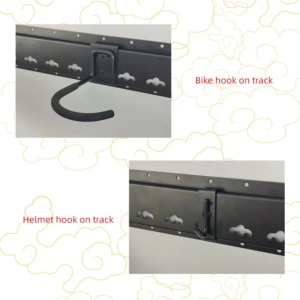 6PC pack vertical wall mounted bike rack garage storage wall organizer bicycle hanger assorted wall track hooks