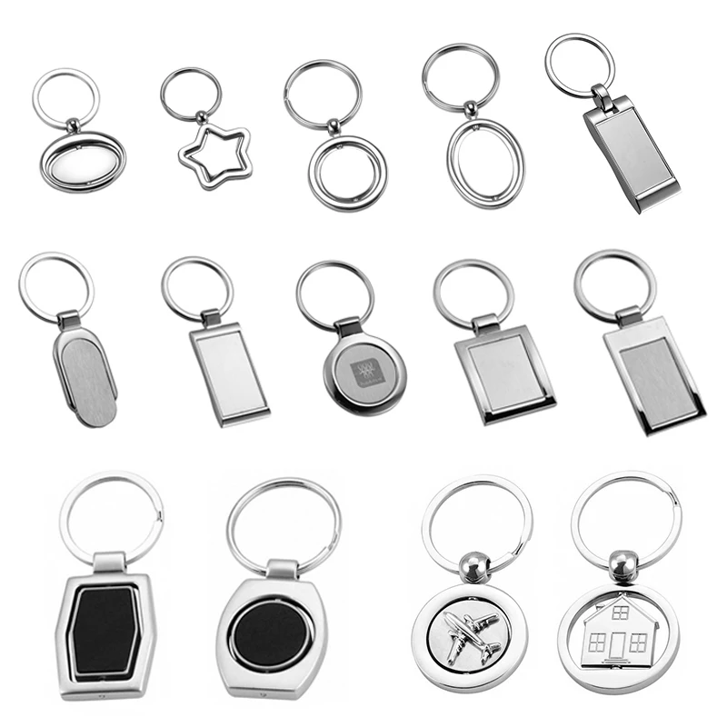 Custom Logo Laser Sublimation Llavero Stainless Steel Key Chain Rotary Metal Blank Keychain
