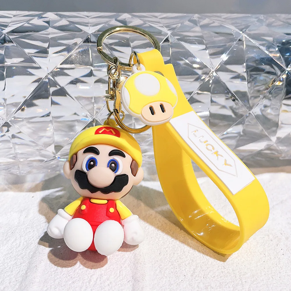 Custom Metal Keychain Mario Rubber Key Chains Cute Anime Keychain Anime Character Keyring Bag Pendant Keyring