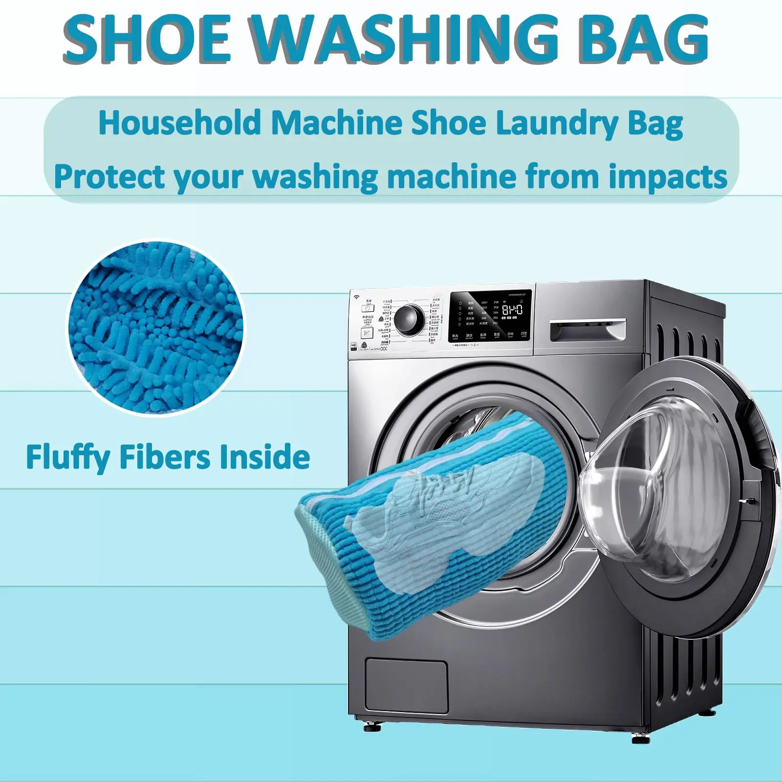 Factory Custom Portable Travel Mesh Cleaning Wash Shoe Laundry Bag With Pluffy Fibers Washing Machine Laundry Shoe