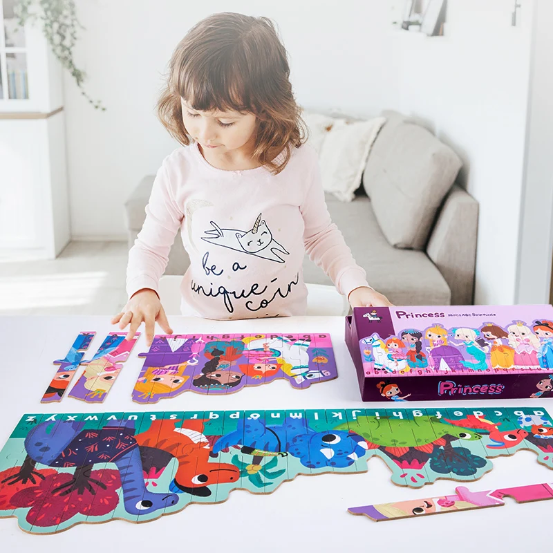 Educational Dinosaur Animal Forest Farm Alphabet Cartoon Animals Cognitive Matching Bar Puzzles for Kids