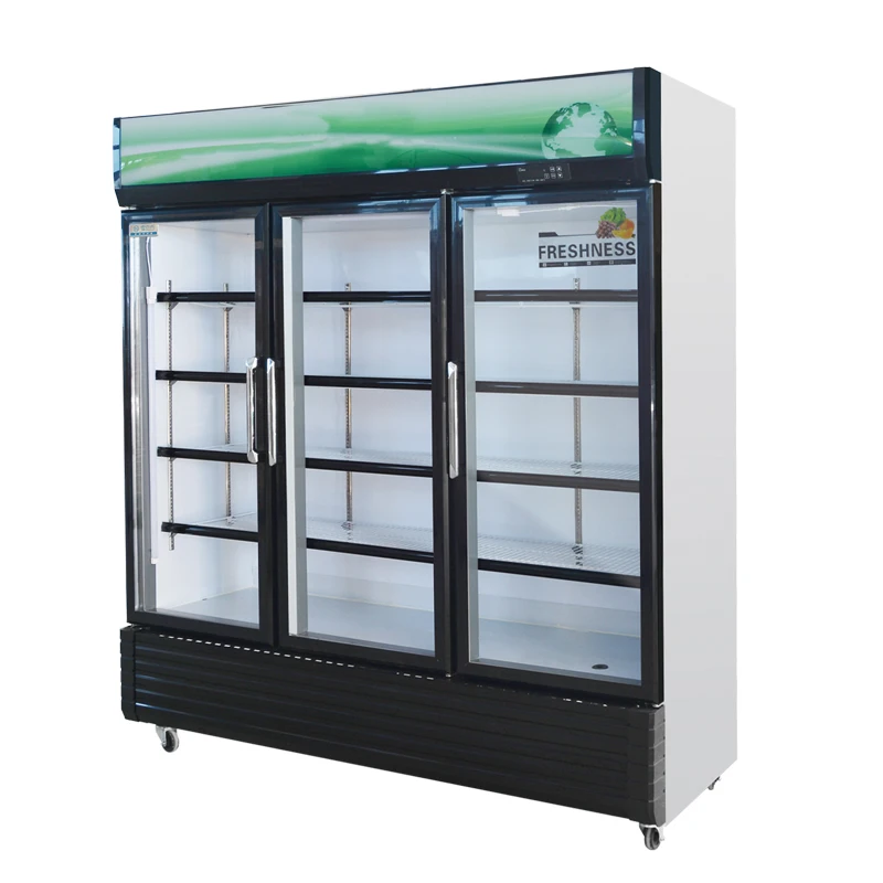 Commercial vertical three glass doors freezer frozen food showcase with CE/ETL
