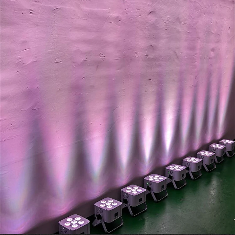 6*18W rgbaw+uv 6 in1 wireless dmx battery powered LED Flat Par uplights led PAR CAN stage lights