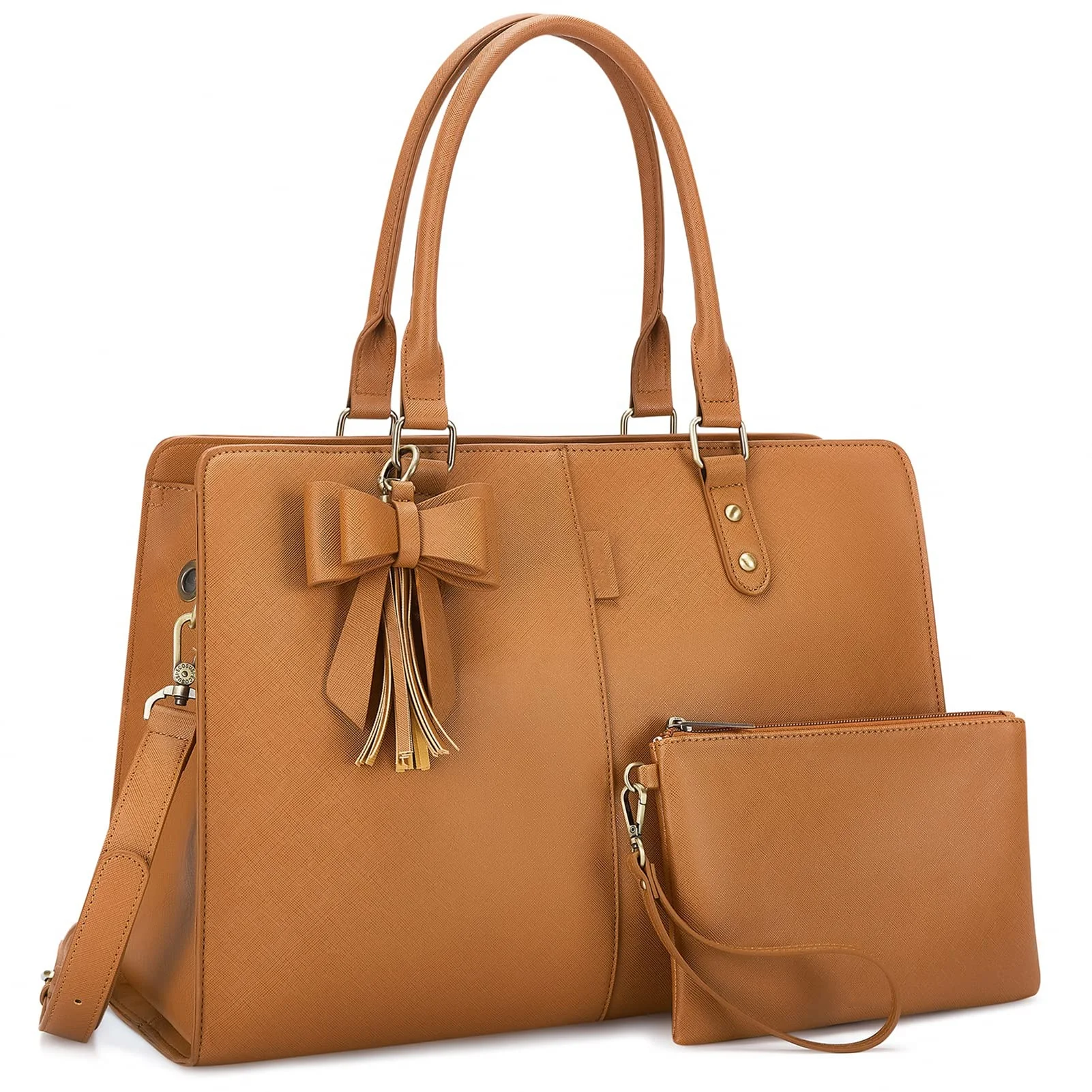 Haoen Laptop Tote Bag Laptop Bag 15.6 inch Work Shoulder Briefcase Computer Messenger with Clutch Satchel Handbag 2 PCS Set