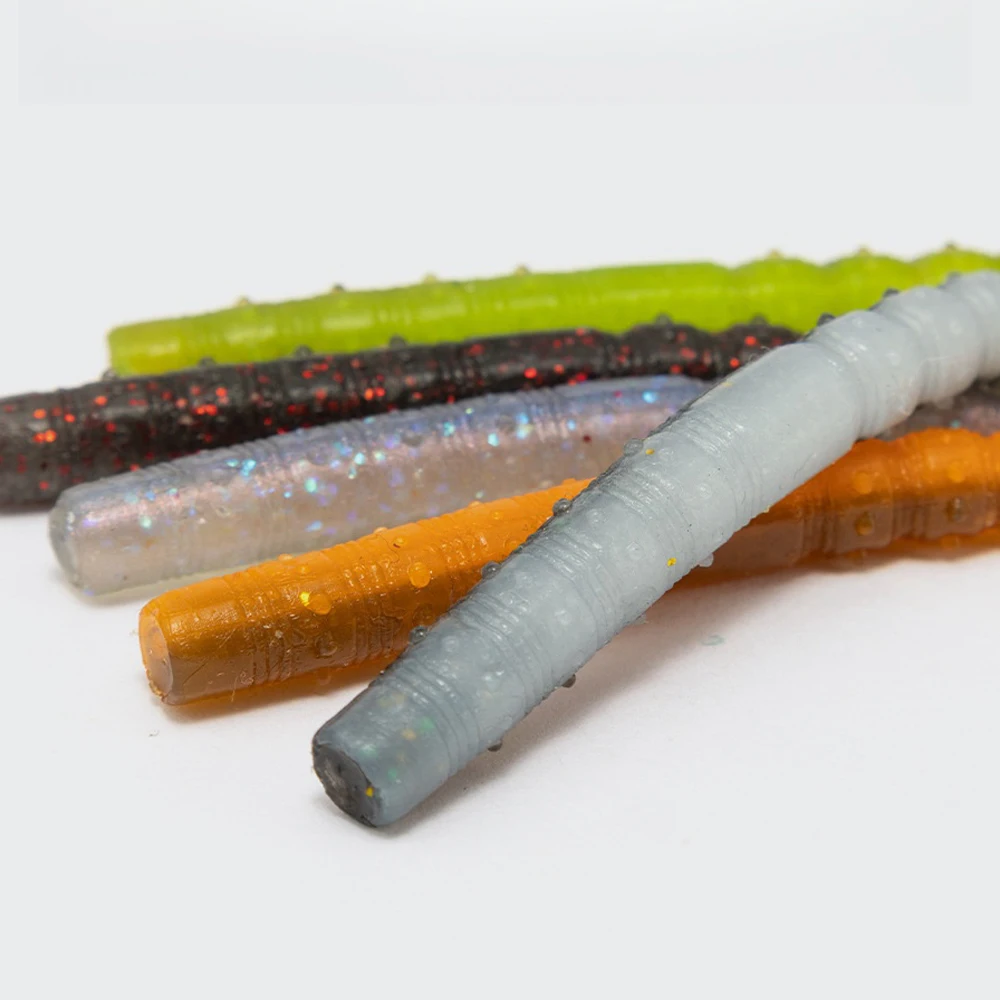 JINGGINGSOUL-SL112-11cm 8pcs 2.3g OEM Fishing Lure Stick Senko Worm Bass Soft Silicon Lure Baits Artificial Earthworm Wracky Rig