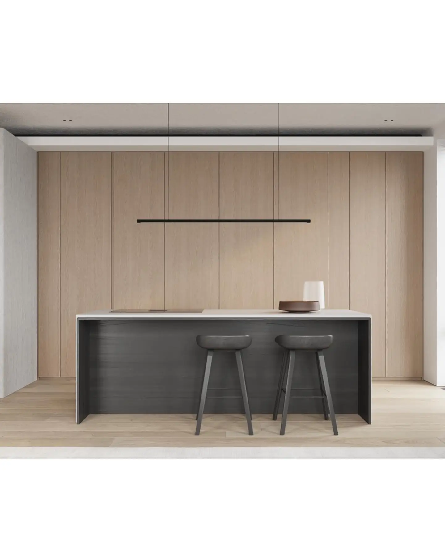 Modern design veneer wooden furniture kitchen cabinet MDF brown kitchen cabinets complete sets with Bar