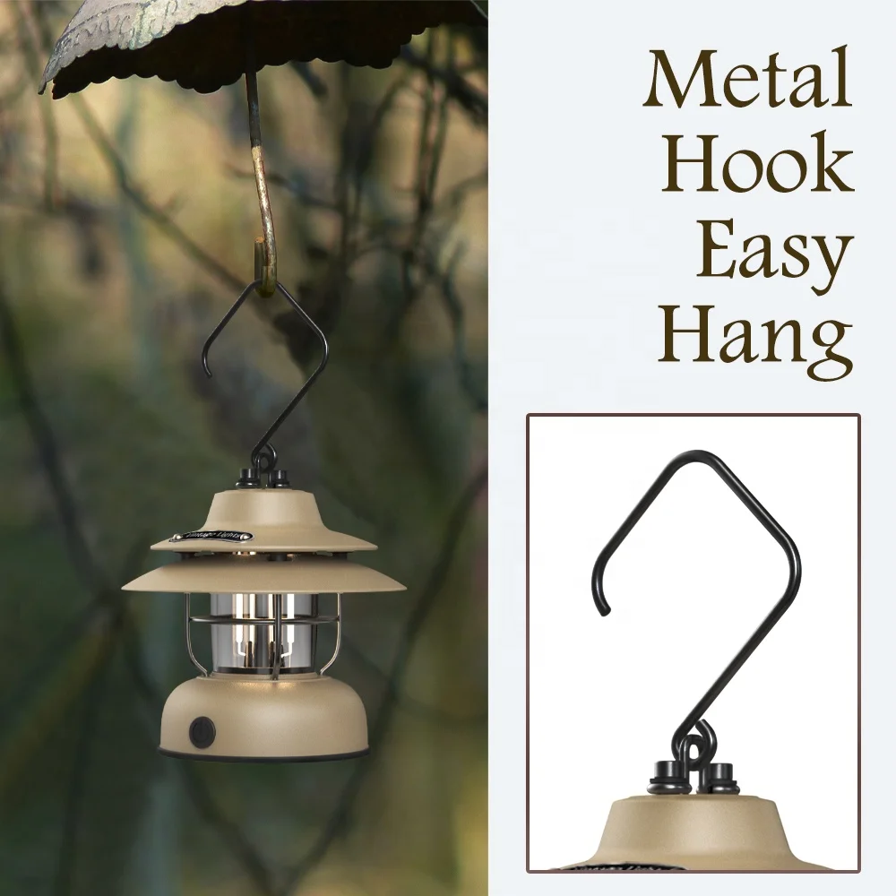 New retro outdoor portable hanging portable installation LED tent camping light Portable USB rechargeable LED night light