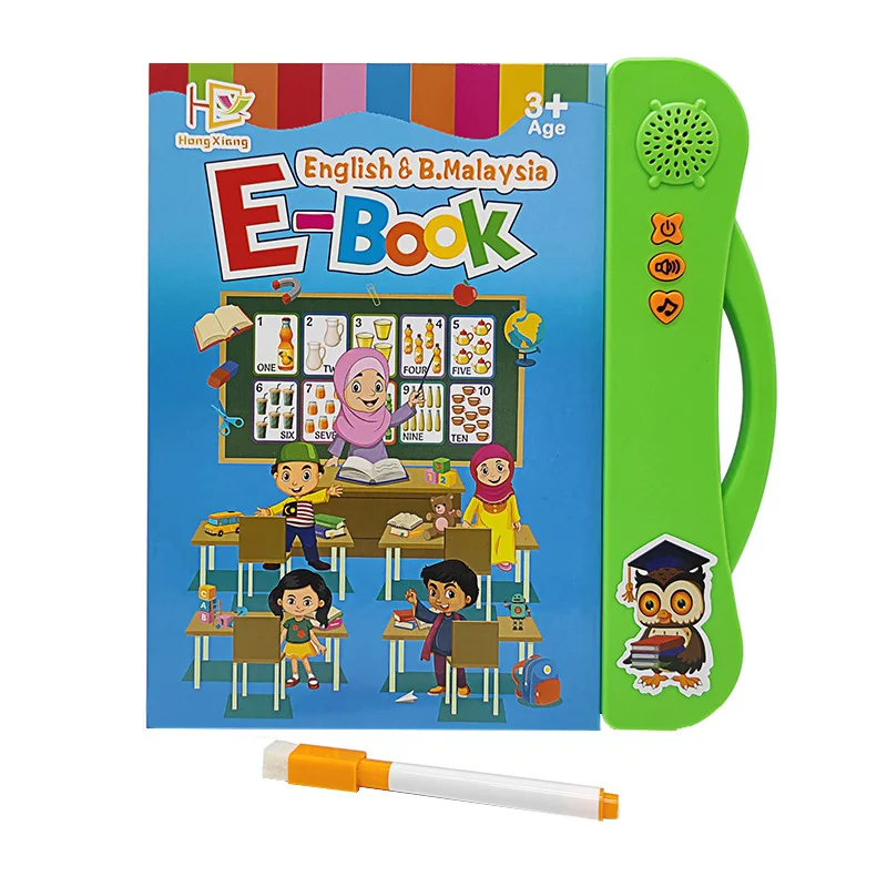 Kids Laptop Educational Bilingual english Sound Electronic book E-book For Baby