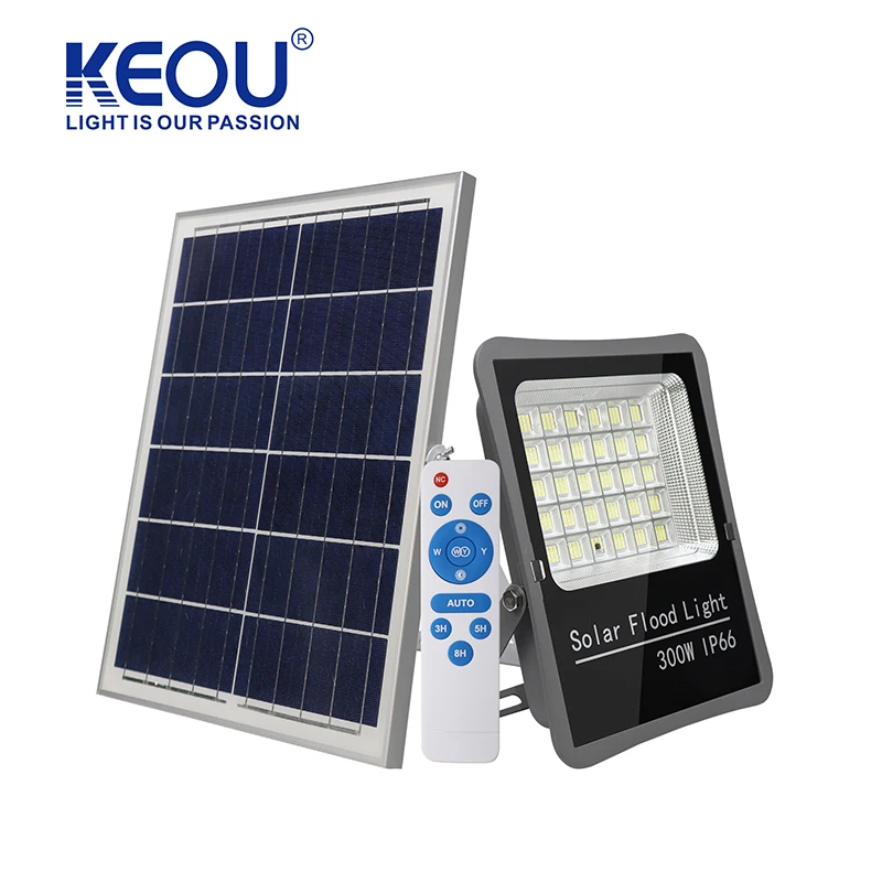 KEOU wholesales Industrial grade thick wire 100W 200W 300W IP66 waterproof solar flood led light