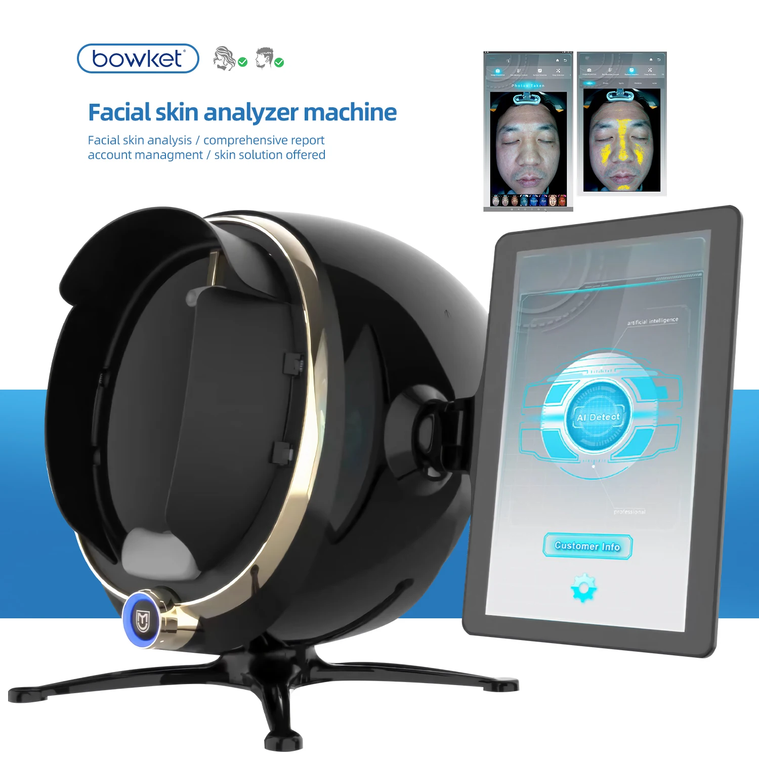 BOWKET High Quality Facial Scanner Facial Tester 3D Digital Skin Analyzer Machine with 3d