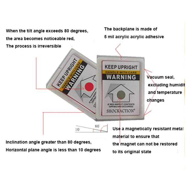 Tilt indicator Label single angle logistics leaning label