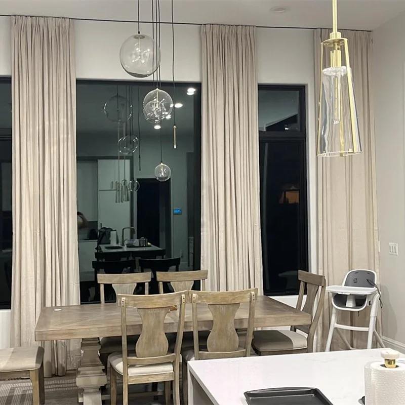 Factory Hot Sale Linen Fabric Natural Sheer Curtain For Living Room , Kitchen