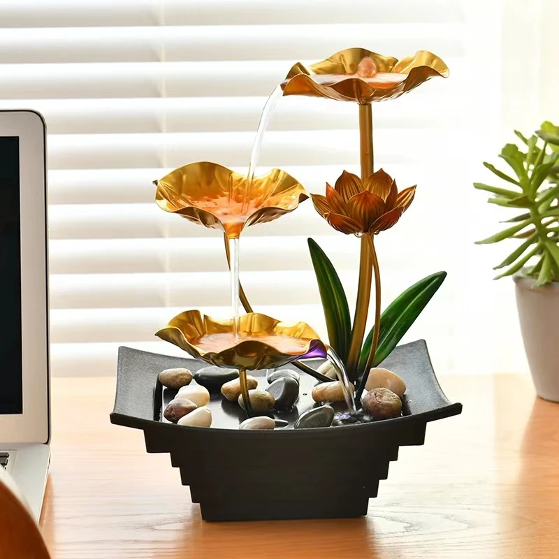LATEST DESIGNS NEW PRODUCTS Tabletop Fountains Indoor Lotus Leaf Relaxation Fountains square base Table Decoration  OFFICE DECOR