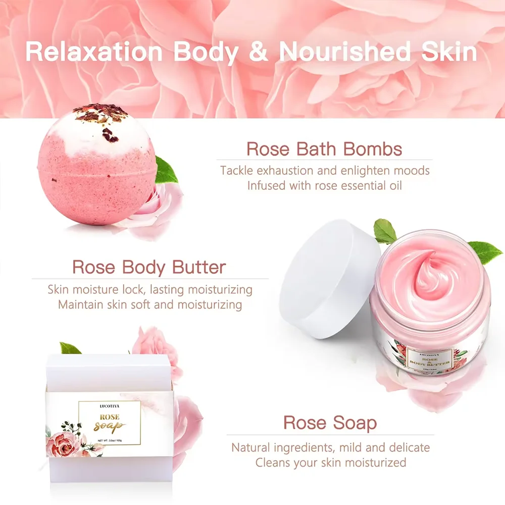 OEM Wholesale get well soon gifts for women Label logo Luxury Valentines Natural Bubble Shower Spa Body Care Bath Gift item Sets