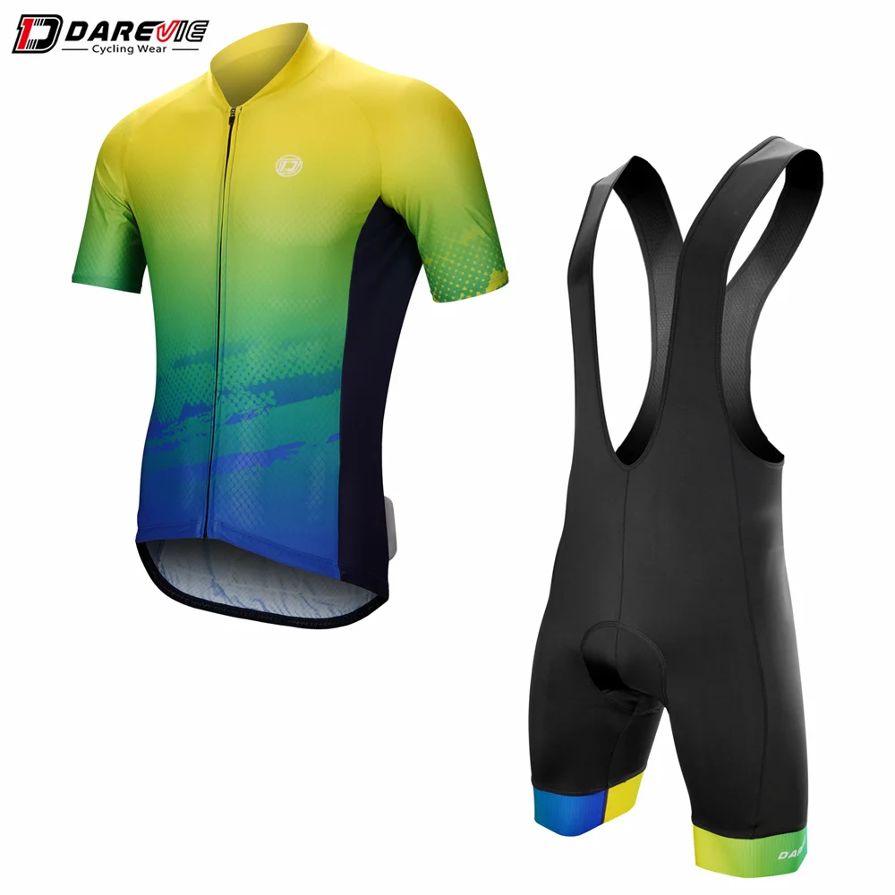 Cycling Zipper Cycling Jersey Bib Suit Mountain Bike Uniform Clothing Quick Drying Bicycle Clothes Men's Short Uniform Black