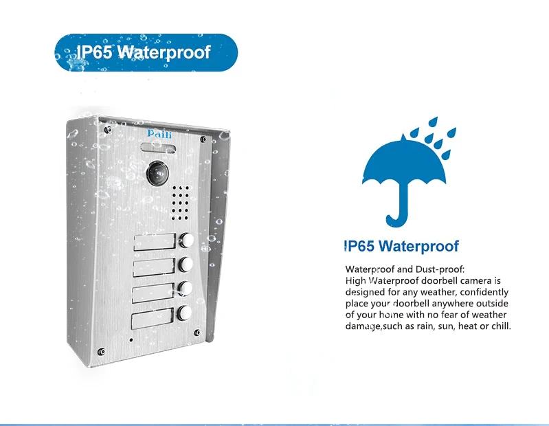 video intercom videophone 2 wire  house villa door bell with night vision camera apartment wired intercom