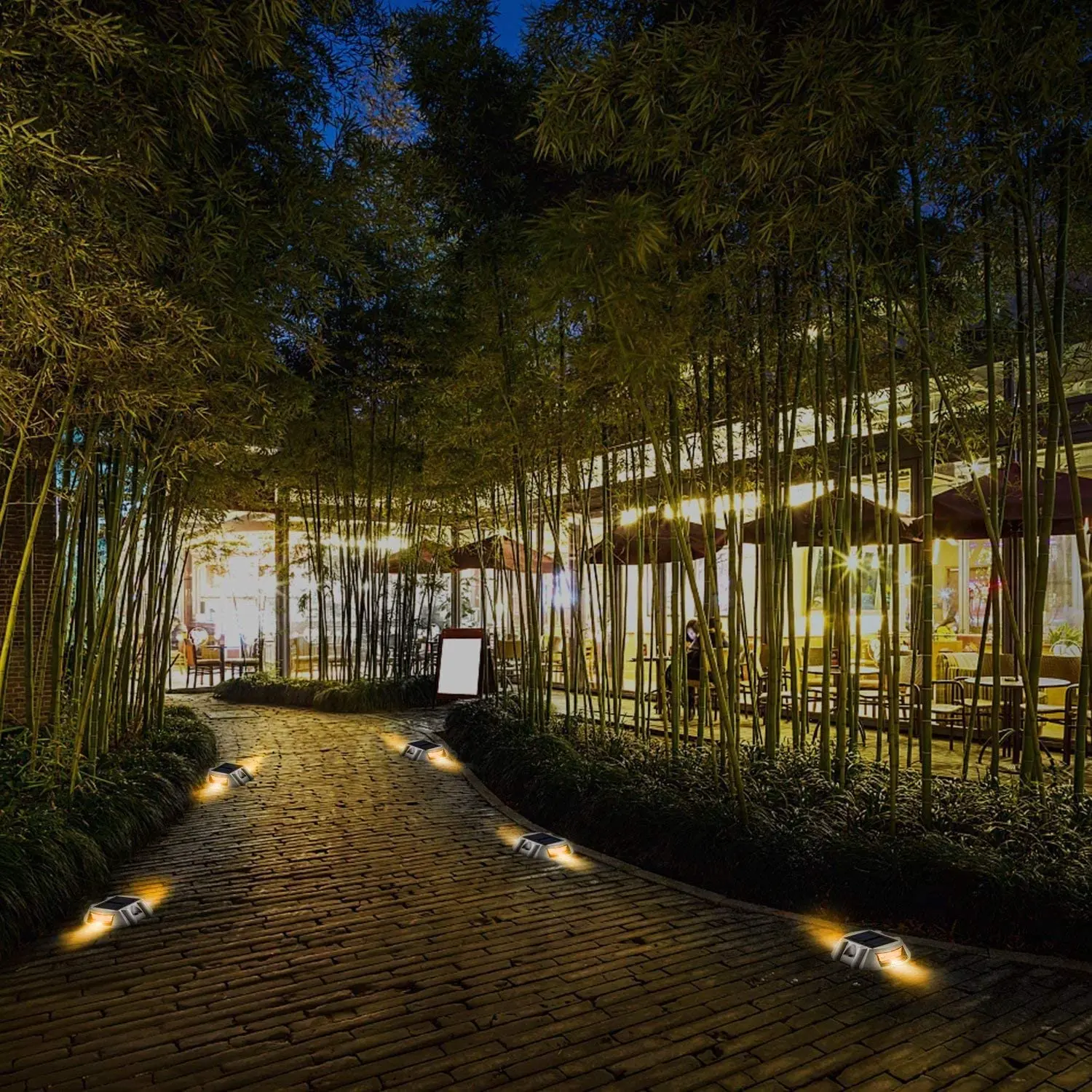 Long Service Time Weatherproof Wireless Outdoor Solar Deck Dock Warning Lights for Driveway Garden Walkway Backyard Step