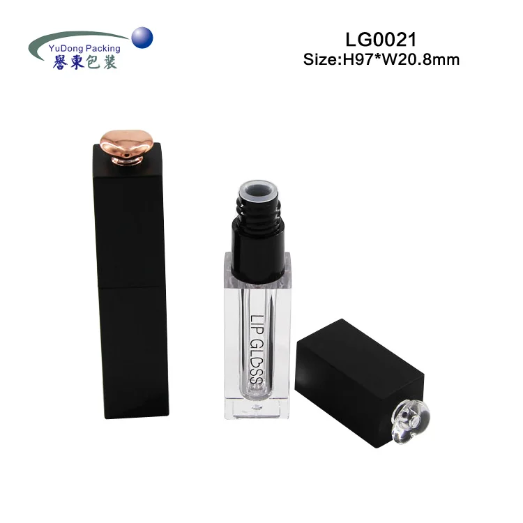 Fashion empty square lipgloss packaging luxury heart shape diamond decoration lip gloss tube