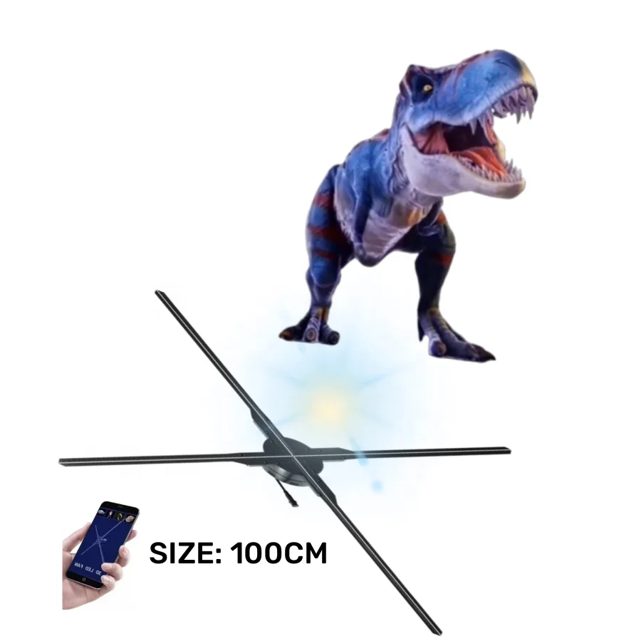 3D Naked Eye Stereo air Suspension 100cm Advertising Machine Projector  HD  LED holographic display 3D hologram fan