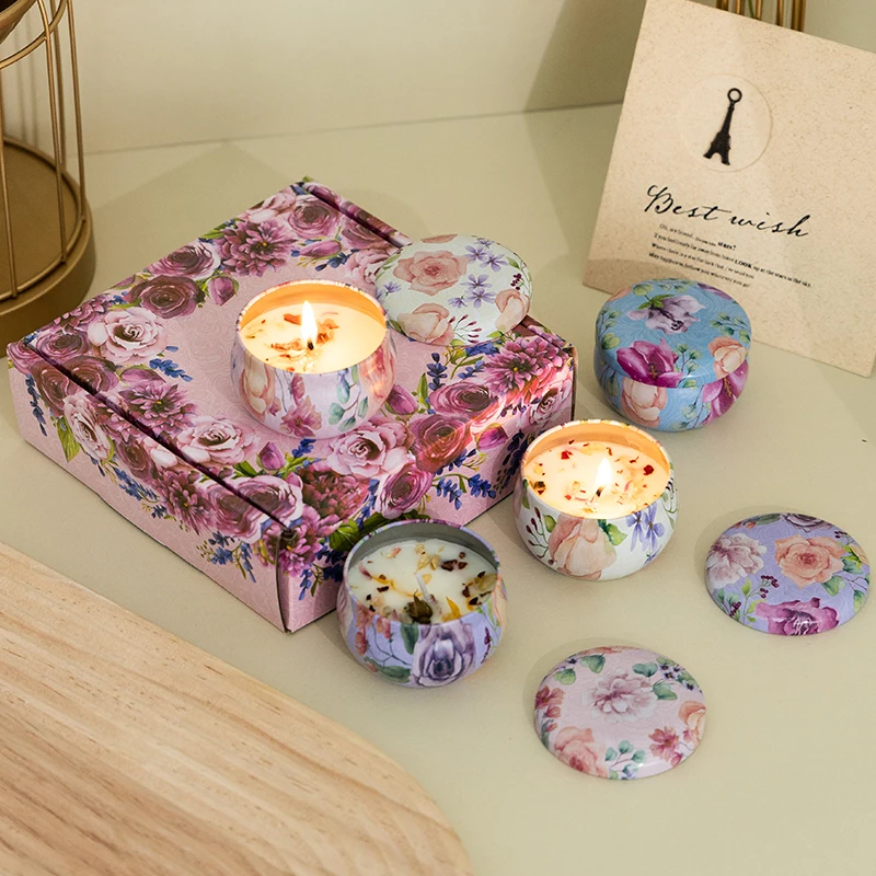 Southeast Asian Transboundary  tin can fragrance essential oil soybean wax Vietnam Thai dried flower candle aromatherapy