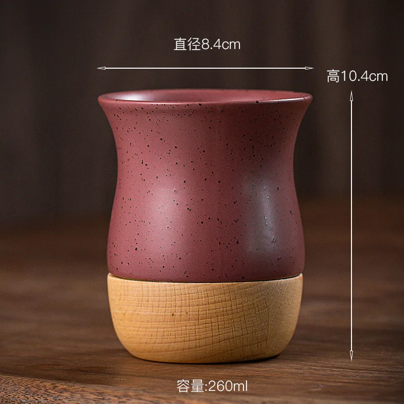 Customize Logo Multiple Colour 260ml Yerba Mate Gourd Argentina Tea Cup Set  Ceramic Yerba Mate Cup Coffee cup with wooden base