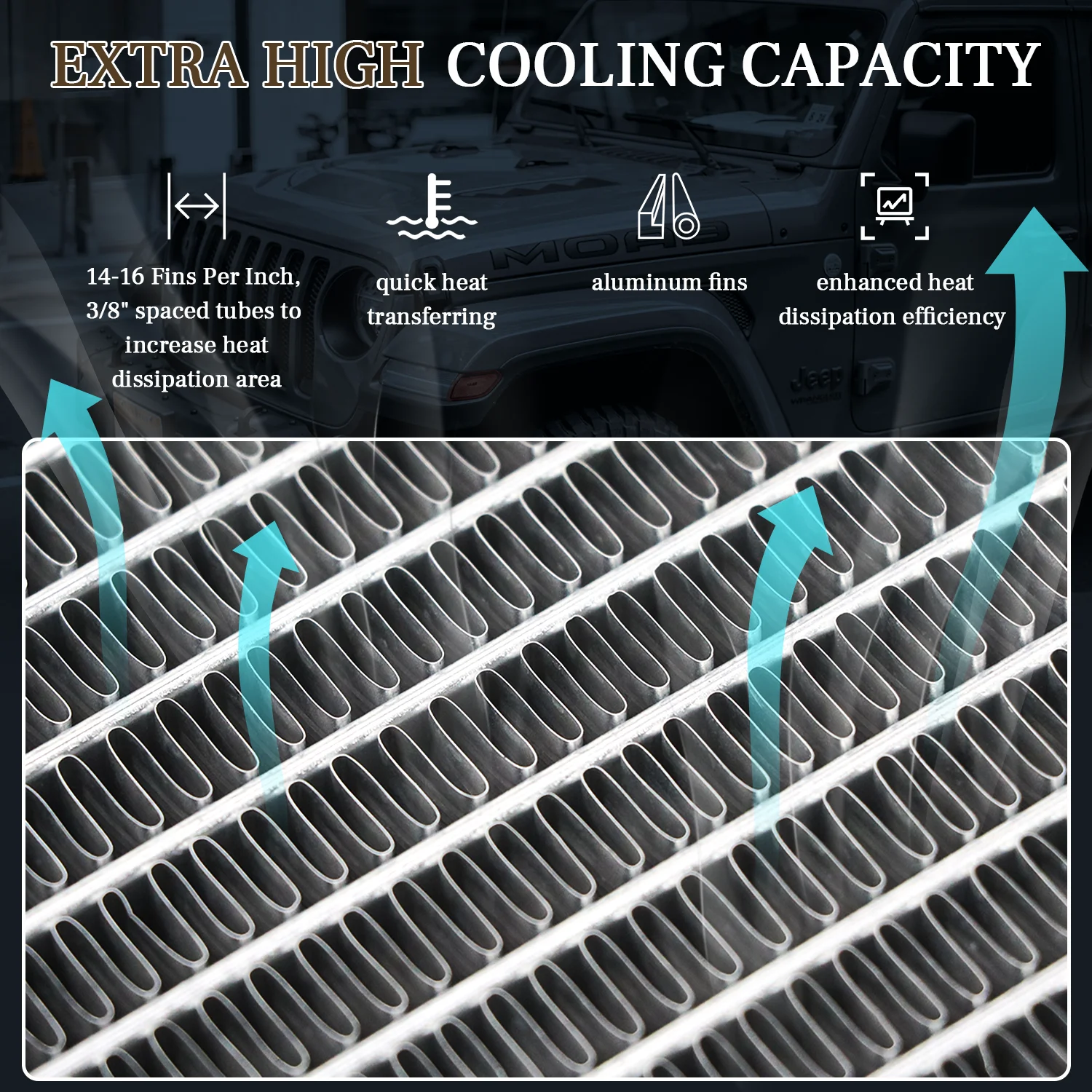 Hot sales  1 2 3 4  rows full Aluminum  Radiator & shroud fan for jeep ford dodge toyota GMC honda  Chevrolet buick car radiator