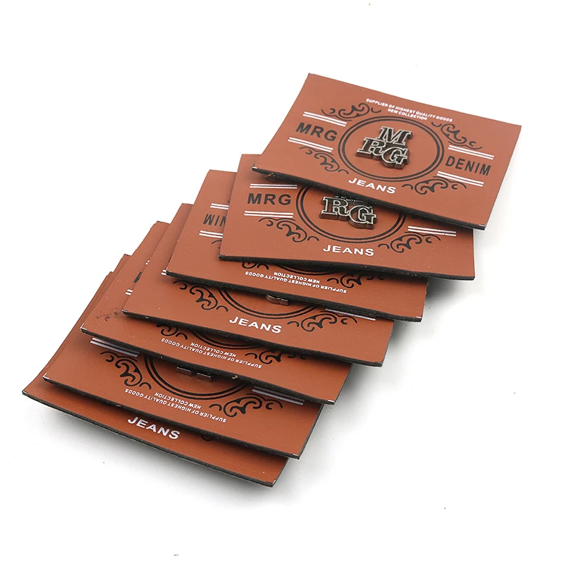 Wholesale Private Design Custom Fashion Name Logo PU Leather Patches Labels for Bag and Jeans