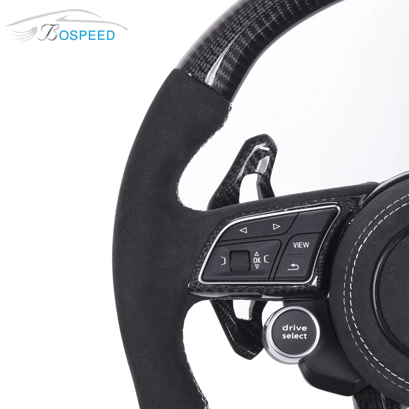 Carbon Fiber Steering Wheel for Audi RS Suede Leather Racing Car RS7 RS5