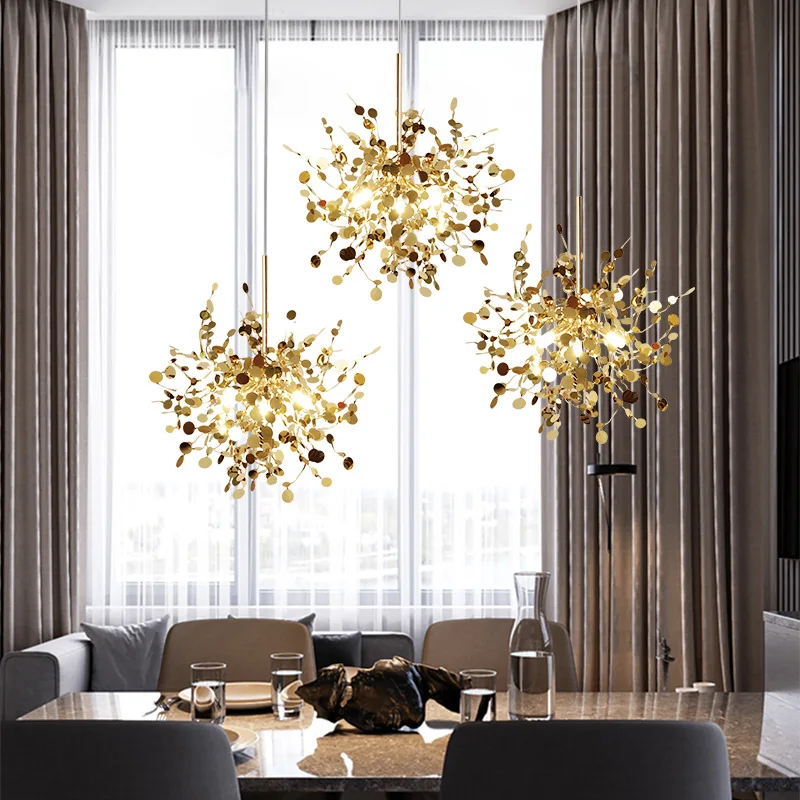  ST-1676 stainless steel gold wedding chandeliers single pendant lamp lights home lighting for dining room living