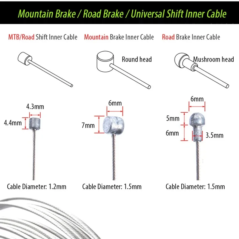 Stainless Steel MTB Mountain Road Bicycle Bike Derailleur Shift Brake Inner Cable Line Wire 2100mm 1550mm 1700mm