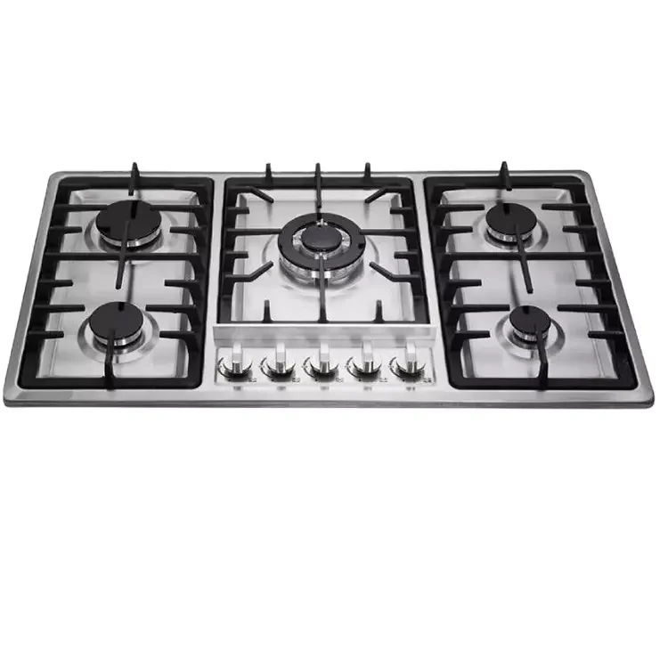 Gas hob for Kitchen Stainless steel 5 burner gas cooker built in stove with safety device Chinese sabaf