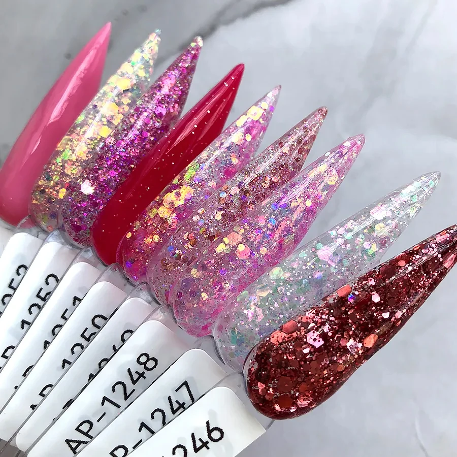 Nail Supplies Wholesale 1Kg Bulk High Quality Glitter 3 In 1 Crystal Engraving Dipping Pink Ema Acrylic Powder Set Poly Monomer