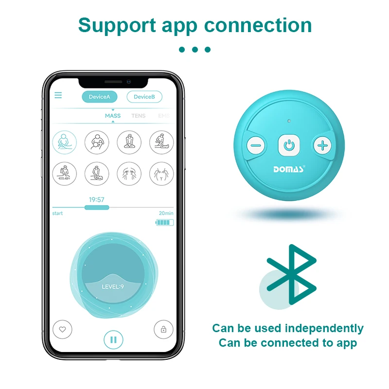 wireless 26 modes 25 intensity dual channel bluetooth connected neck body massager tens machine for back pain relief