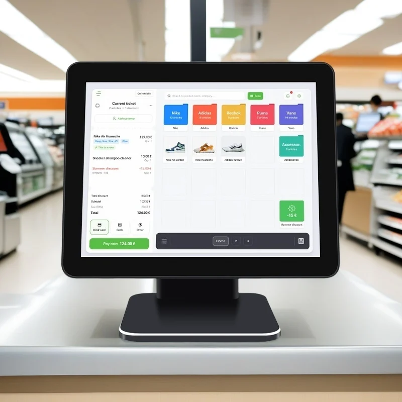 point of sale kiosk pos 15.6inch Dual touch screen android all in one pos system Restaurant terminal Cash Register machine