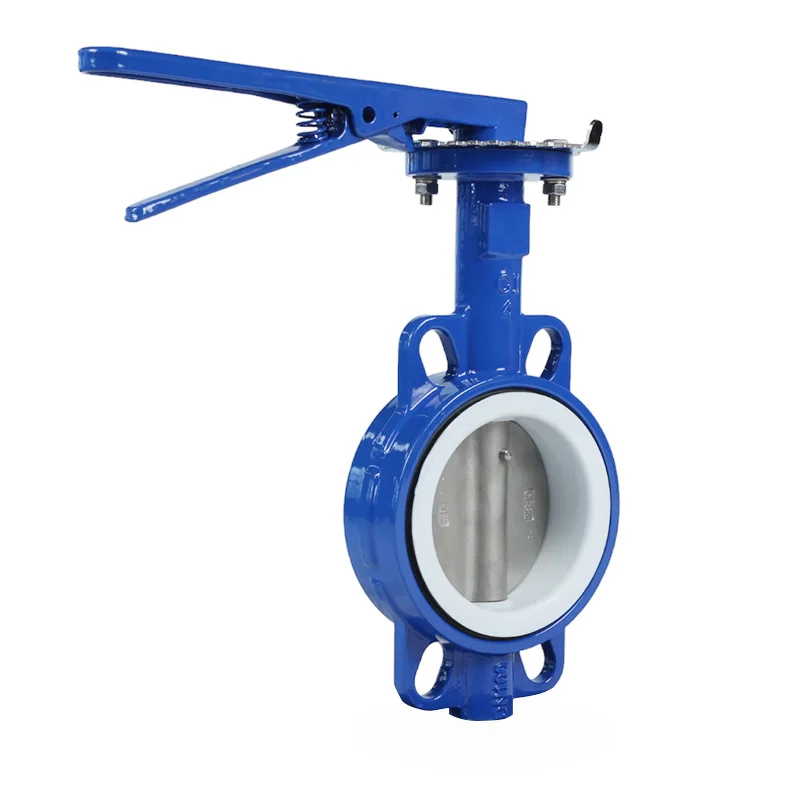 Hot Sale 4 Inch PTFE Cast Iron Manual Wafer Type Butterfly Valve Customizable OEM Options for General Applications