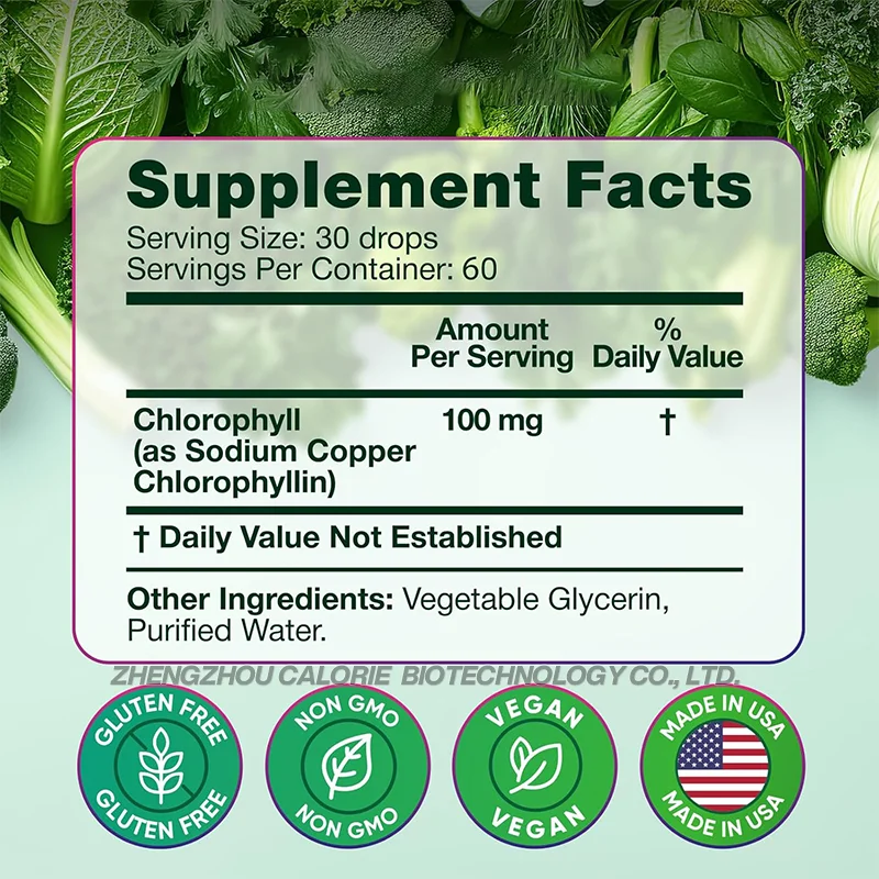 OEM/ODM 6000mg Bulk liquid chlorophyll Weight Loss Boost Immune System Bulk Organic Vegan Chlorophyll Liquid Drops