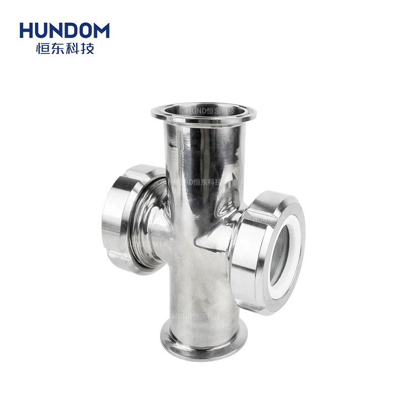 Factory direct sale stainless steel tri clamp 4 way sight glass tube fitting