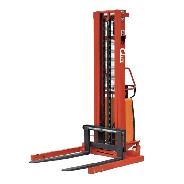 1ton Semi Electric Portable self loading pallet lift Self Lift Stacker 1000mm 1100mm 1300mm