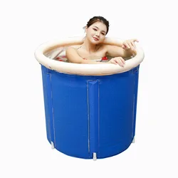 Inflatable PVC  Bathtub for Household SPA Foldable Soaking Standing Bath Tub for Shower Stall Thermal Insulation Tub  70*70 cm