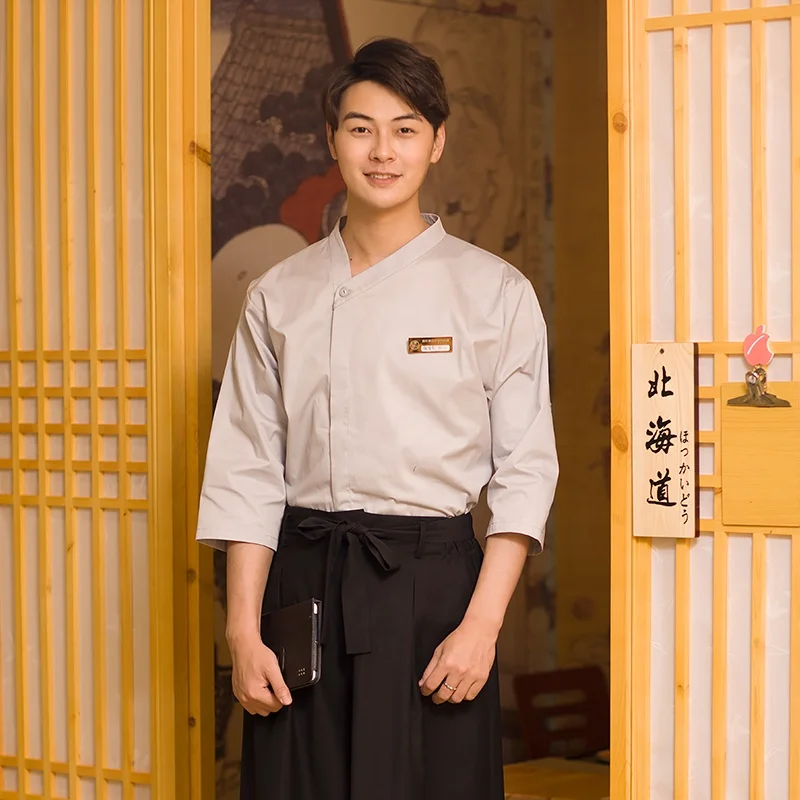 New Japanese restaurant waitresses work clothes men and women hefeng sushi restaurant seven-quarter sleeve summer