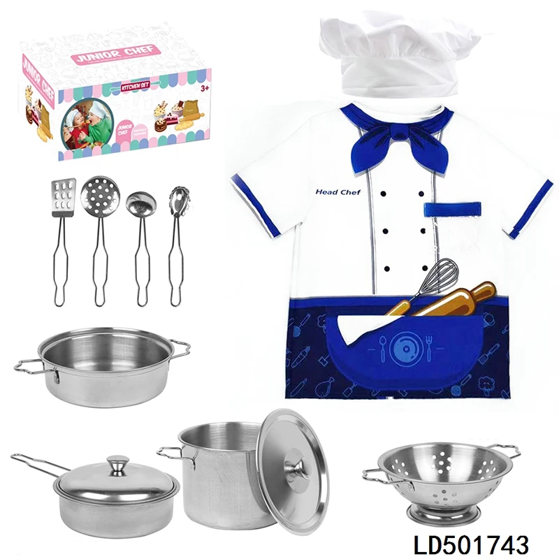 Funny Sitimulation Children Apron Cooking Play Toy Kitchen Apron Hat Deluxe Chef Set Suit Kids Kitchen toys