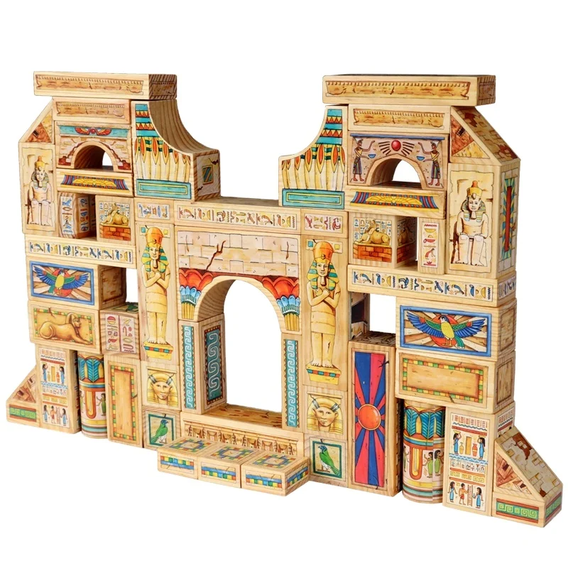 Manufactory direct sale wooden toy Egyptian all kind of style Pyramids Pharaoh spyramid wood building model material taj mahal