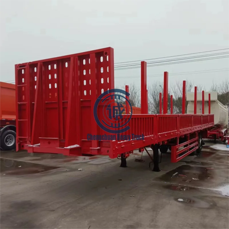 Factory Direct Sale OEM 2 Axles 50 Tonnes Loading Capacity Single Point Suspension Side Wall Semi-trailer