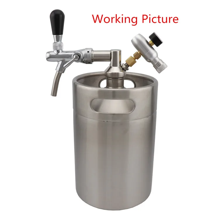 Stainless Steel Beer Growler Spear Mini Keg Tap Dispenser With Premium Co2 Gas Regulator Charger Kit homebrew Bar Tool