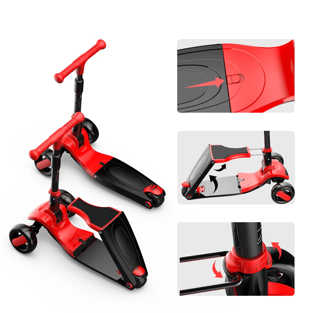 Customization 3 In 1  Folding Balance Scooters Kids Scooter Yongkang for Children With Seat and Light