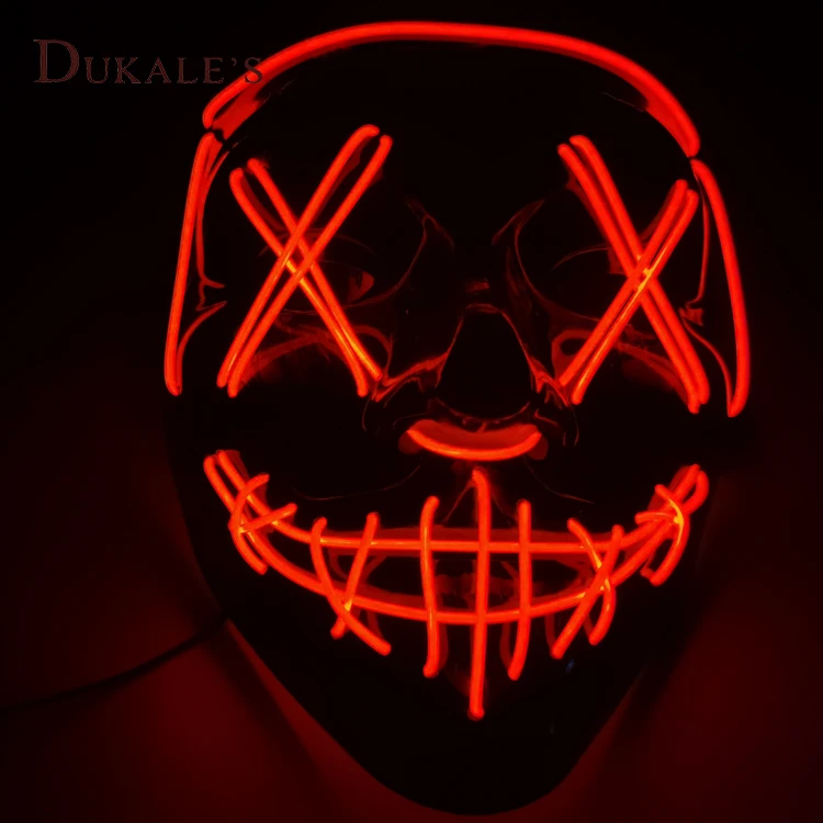 2021 Hot Halloween Led Mask Purge Neon Mask Election Mascara Costume Dj Party Light Up El Masks Glow Dark Punk Fashion Cosplay