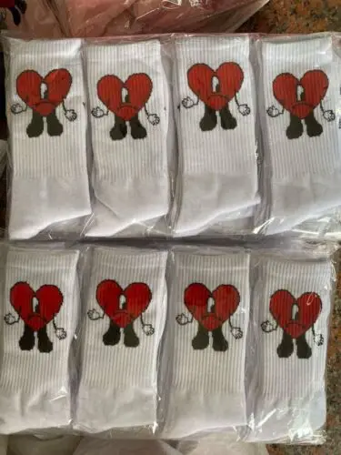 Custom Bad Bunny Heart Socks Wholesale Price Bad Bunny Socks