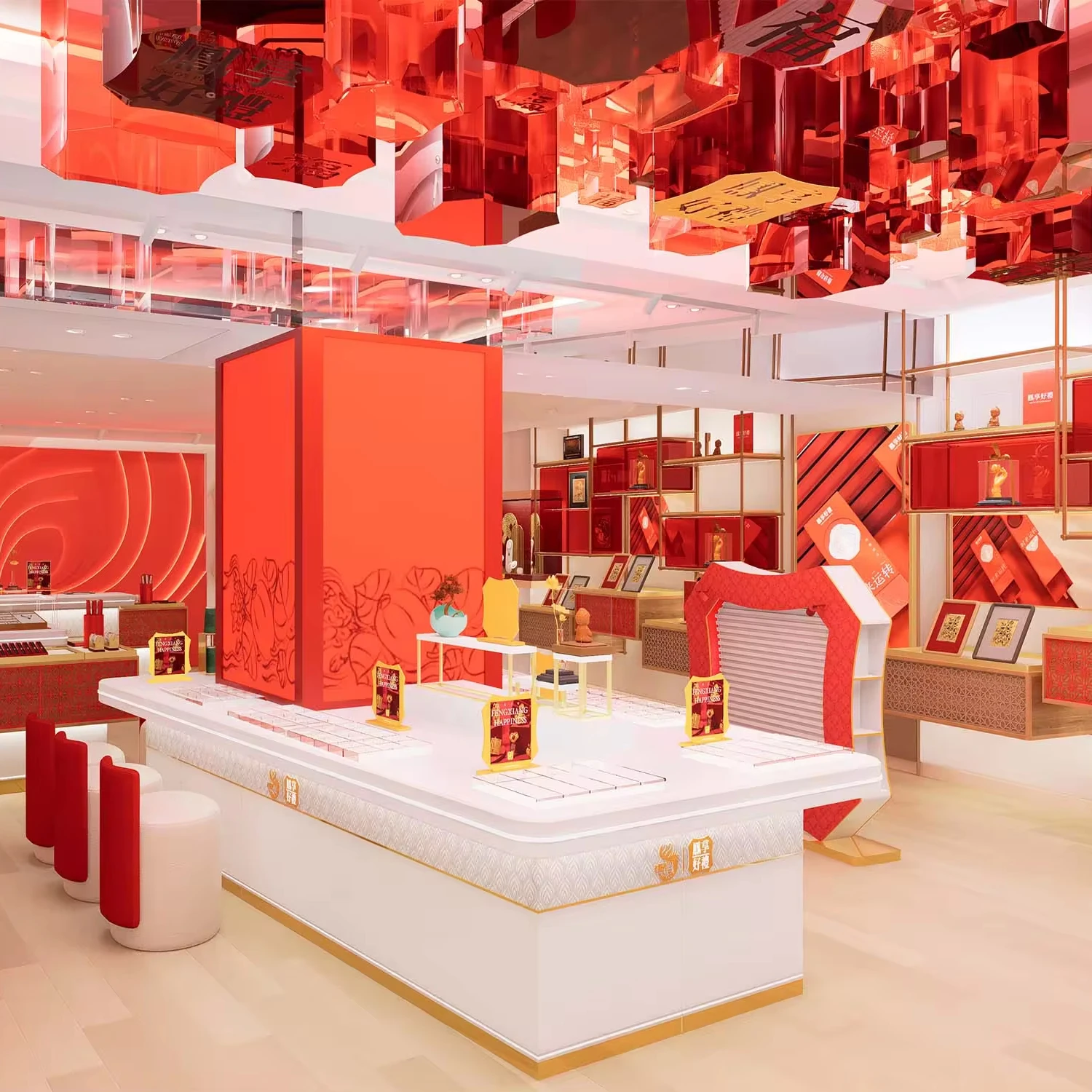 Top Luxury Brand Customized Retail Jewelry Store Furniture Display Decoration Store Exhibition